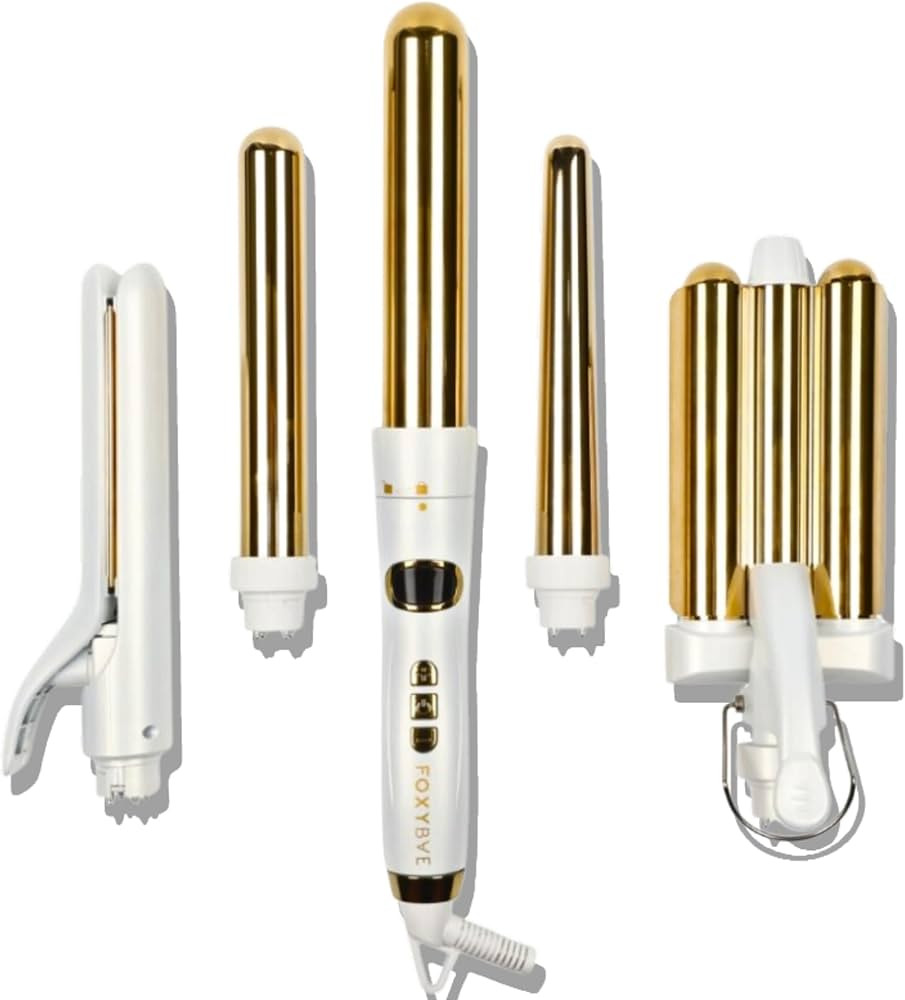FoxyBae 5-in-1 Interchangeable Hair Tools, Hair Curling Wand Set - 1" Flat Iron Hair Straightener... | Amazon (US)