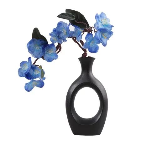 Younar Black Vase Ceramic Vases for Home Decor Modern Circle Ceramic Vase Geometric Creativity Decor | Walmart (US)