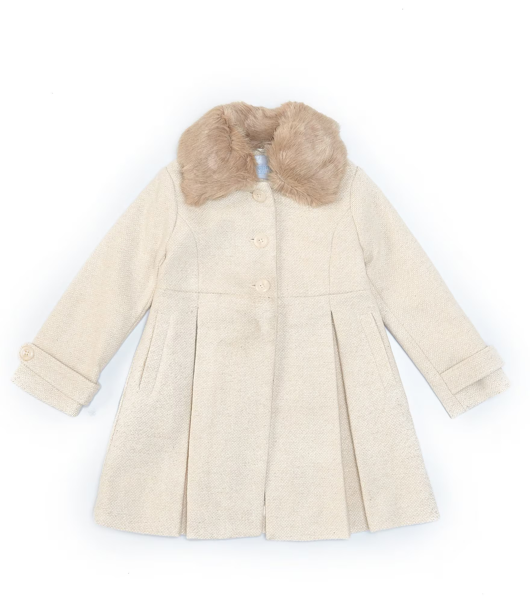 Little Girls 2T-6X Faux Fur Peter Pan Collar Single Breasted Bow Back Coat | Dillard's