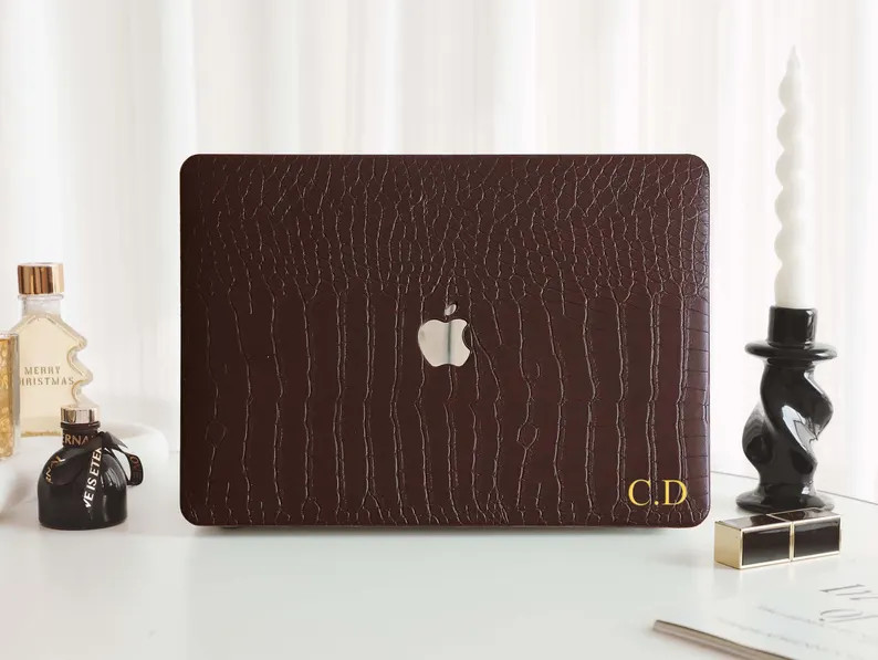 Coffee Crocodile Print Personalized Leather MacBook Hard Cover for MacBook Pro 13 14 16 15 Air 13... | Etsy (Global)