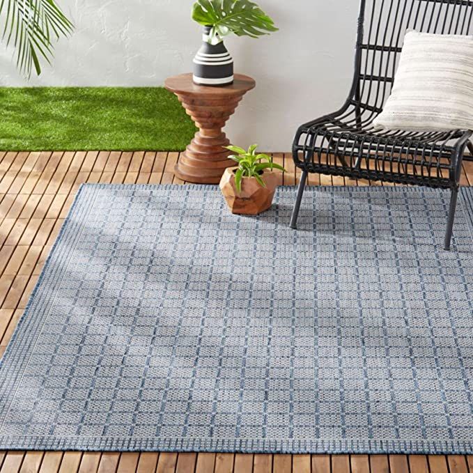 Home Dynamix Nicole Miller New York Patio Country Luna Indoor/Outdoor Area Rug, Blue/Gray, 5'2"x7... | Amazon (US)