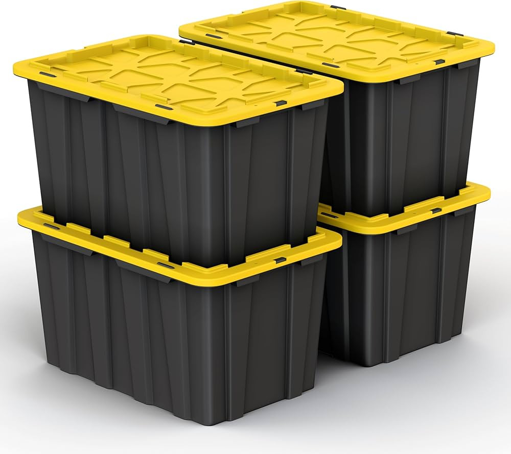 (4 PACK 17 Gallon Plastic Storage Bin Tote Organizing Container with Ultra Durable Secure Latchin... | Amazon (US)