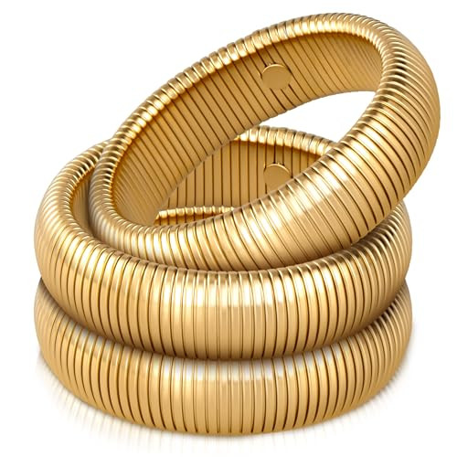 LYNYANIEE Gold Bangle Bracelets for Women Plated 14K Gold Chunky Cuff Bracelet Wide Stackable Wristband | Amazon (US)