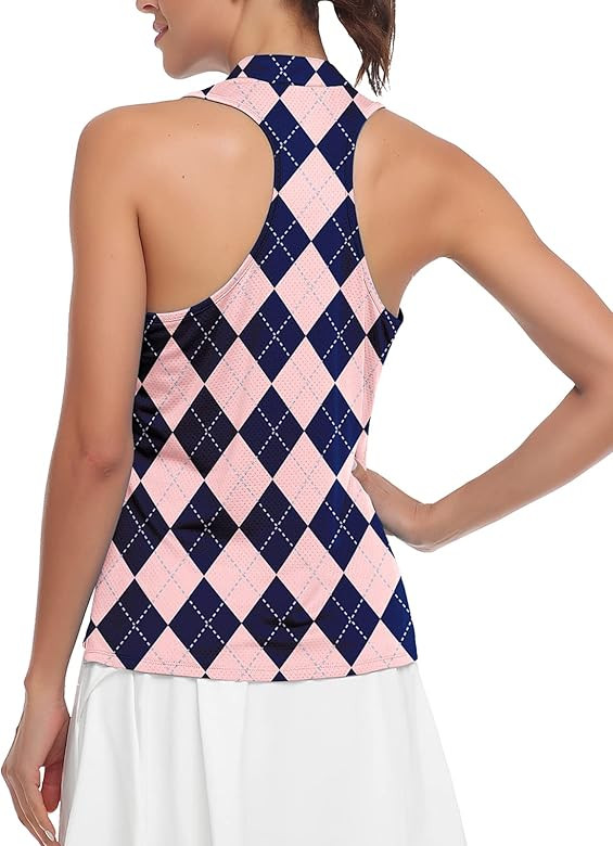 Soneven Women's Sleeveless Golf Shirts Printed Moisture Wicking V Neck Golf Polo Shirts Racerback... | Amazon (US)