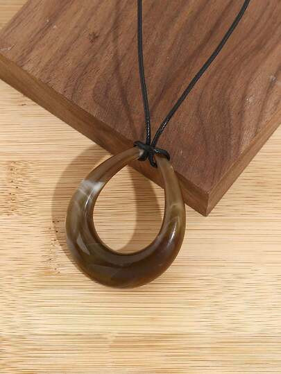 EMERY ROSE 1pc Teardrop Geometric Acrylic Pendant On Leather Cord Necklace | SHEIN