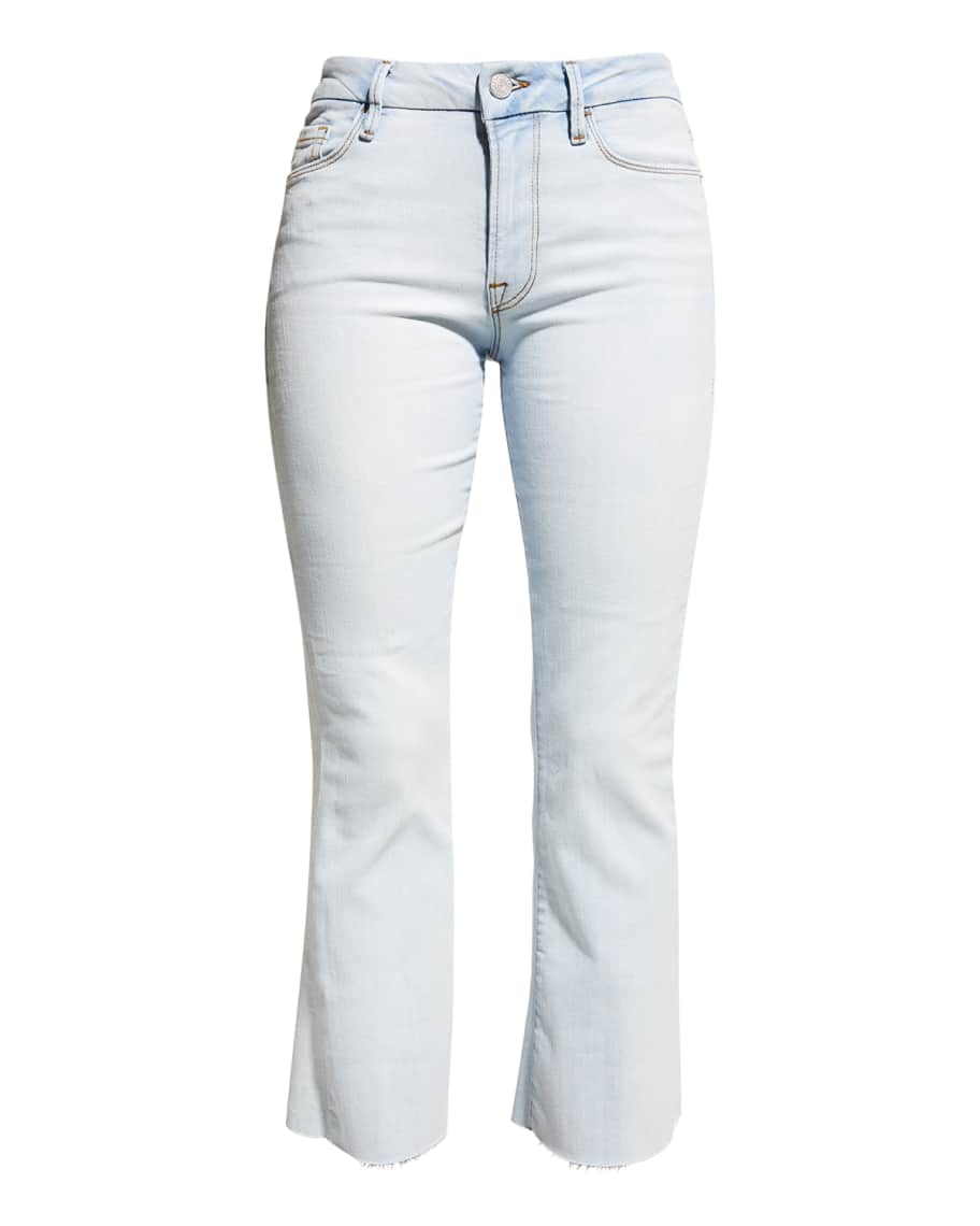 FRAMELe Crop Mini Raw Hem Cropped Bootcut Jeans | Neiman Marcus
