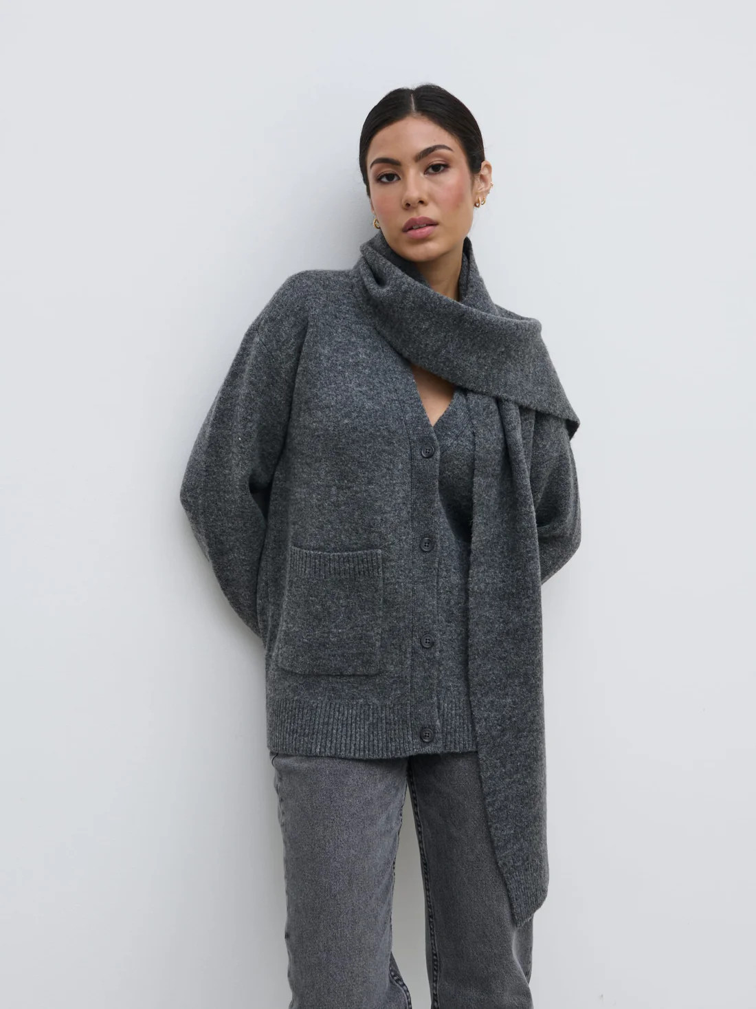 Murphy Cardigan Knit Scarf Set | Pretty Lavish (UK)