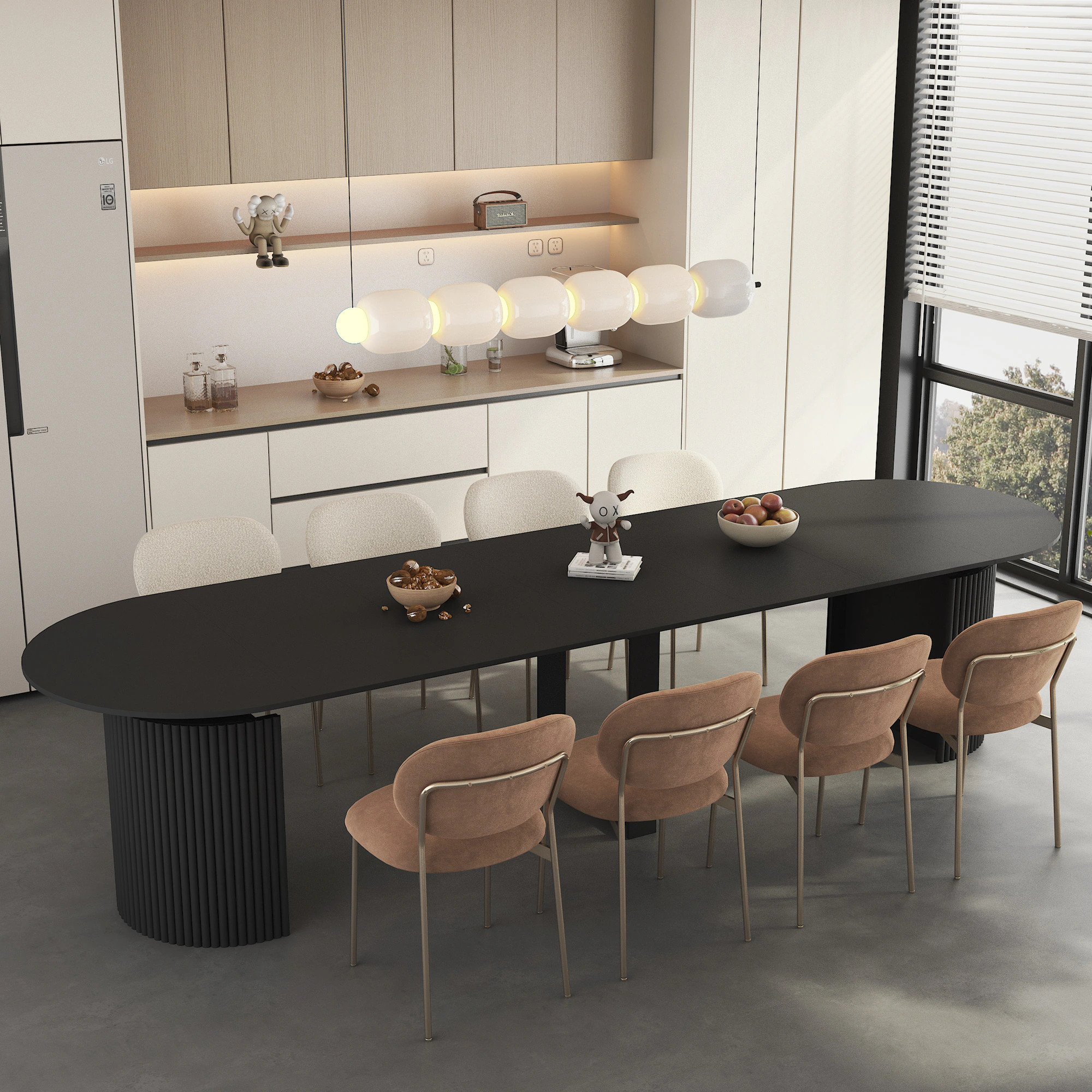 Tinyhomie Extendable Foldable Dining Room Table for 1 10 People Wood Multifunctional Rectangle Expandable Console Kitchen Living Meeting Room | Lowe's