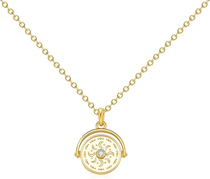 Coin Pendant Necklace for Women Girls: 14K Gold Plated Star Moon Dainty Chain Jewelry Gifts | Amazon (US)