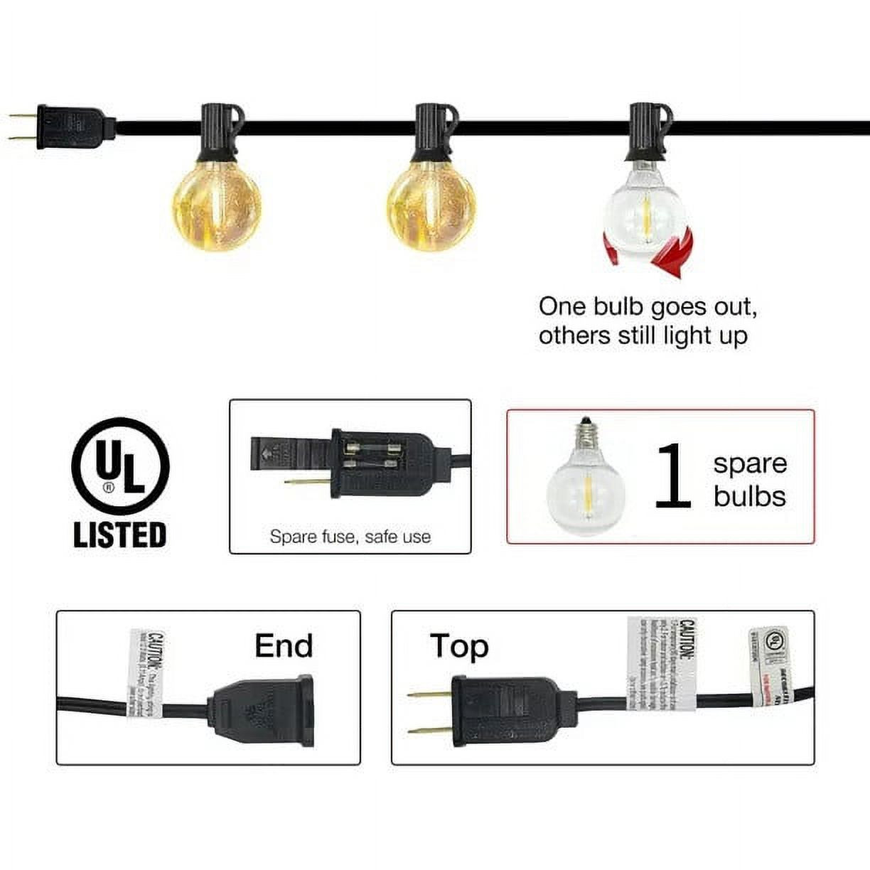 DAYBETTER Outdoor String Lights,100ft,with 50 G40 Edison Vintage Bulbs,Waterproof for Patio Garde... | Walmart (US)