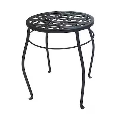 allen + roth 15-in H x 11.8-in W Black Indoor/Outdoor Round Steel Plant Stand Lowes.com | Lowe's