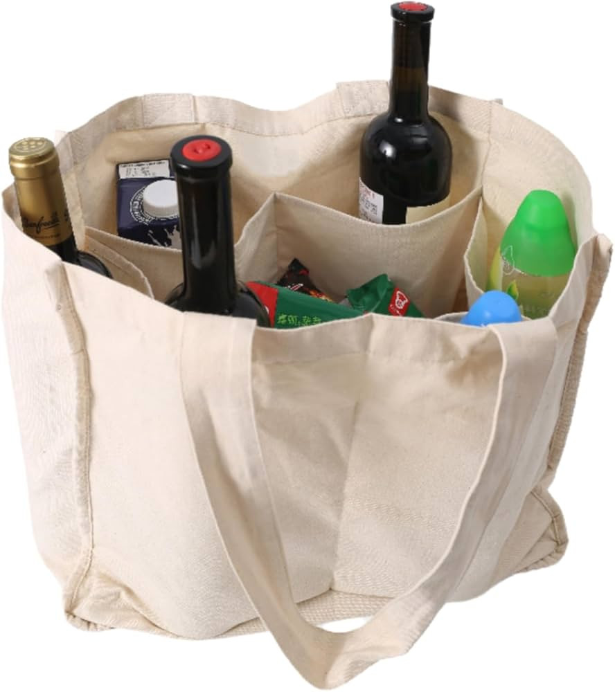 Canvas Grocery Shopping Bags-Canvas Grocery Shopping Bags with Handles-Heavy Duty Grocery Tote Ba... | Amazon (US)