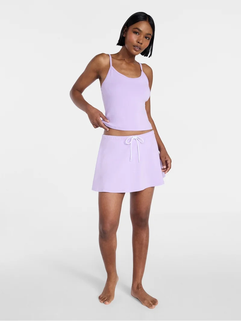 No Boundaries Cozy Sleepwear Cami and Skort Set, 2-Piece, Women’s and Women’s Plus XXS-3X - W... | Walmart (US)