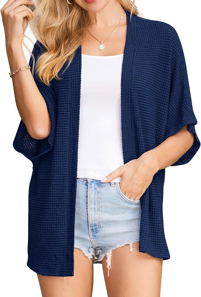STYLEWORD Women's 2024 Summer Fashion Cardigan Lightweight Short Sleeve Beach Cover Up Kimonos Op... | Amazon (US)