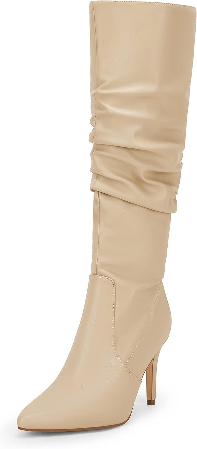Rilista Womens Knee High Boots Pointed Toe High Heel Fall Fashion Mid Calf Stiletto Booties | Amazon (US)