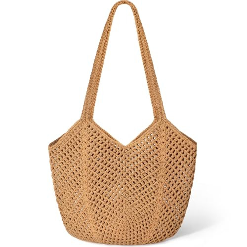 Tavaleu Crochet Tote Beach Bags for Women, Mesh Beach Tote Knit Bag, Summer Vacation Aesthetic Bo... | Amazon (US)