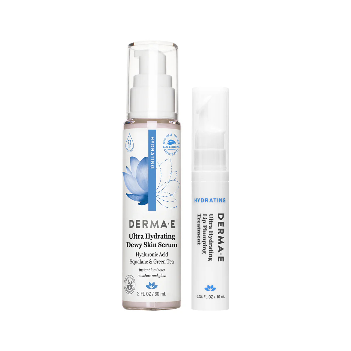 Ultra Hydrating Dewy Skin Serum & Lip Plumping Treatment Duo | Derma E