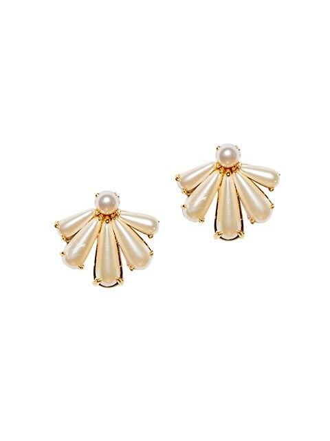 14K Gold-Plated & Scalloped Acrylic Pearl Stud Earrings | Saks Fifth Avenue