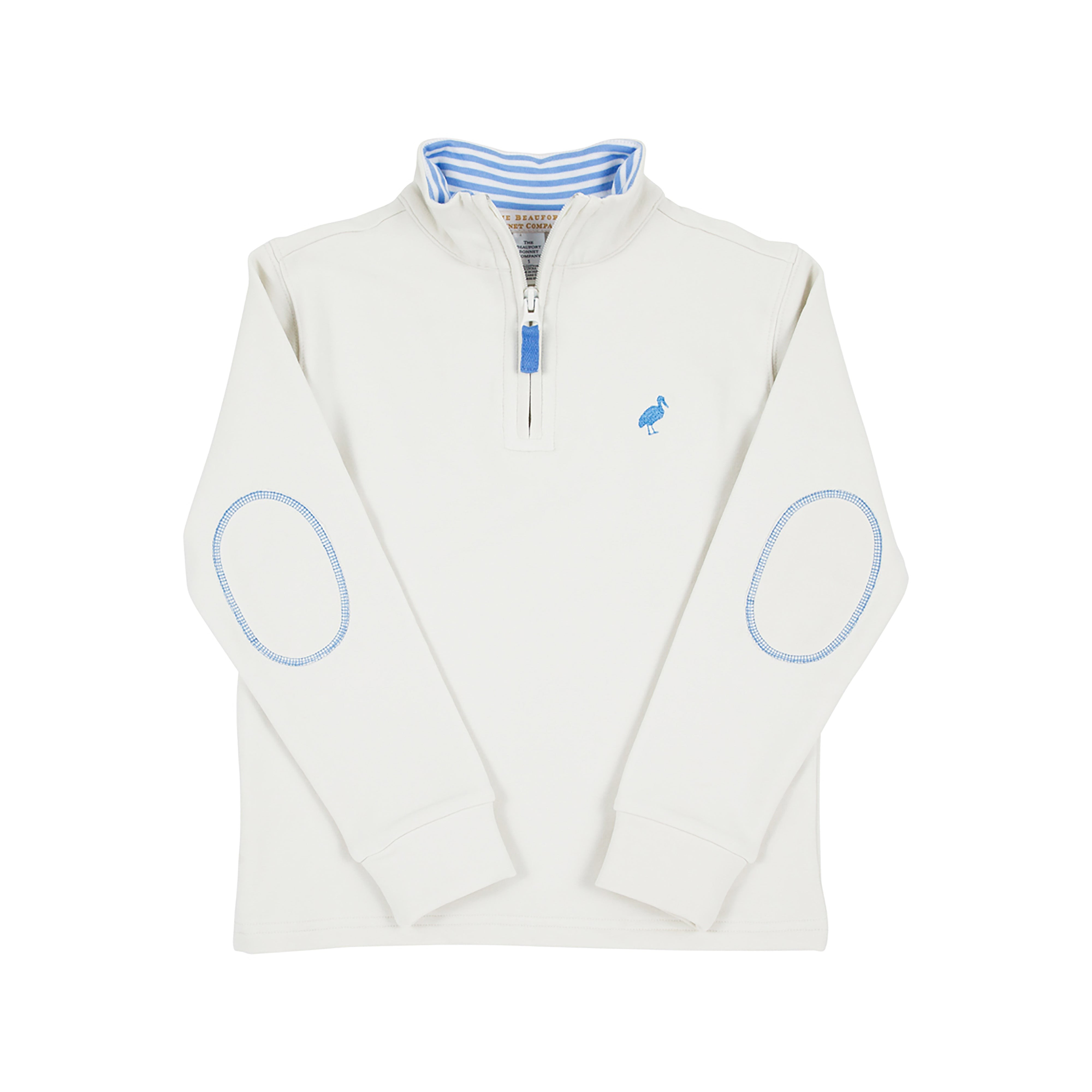 Hayword Half-Zip (Unisex) - Saratoga Stone with Barbados Blue Stork | The Beaufort Bonnet Company