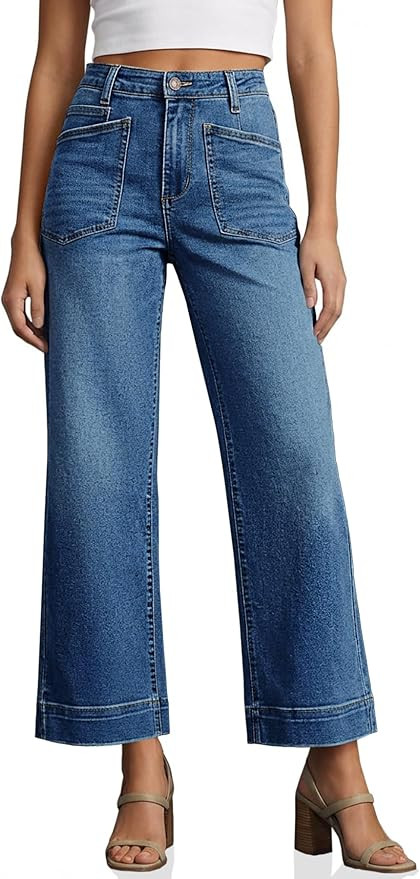 Cicy Bell Womens Cropped Wide Leg Jeans Stretchy High Waisted Trendy Baggy Denim Ankle Pants with... | Amazon (US)