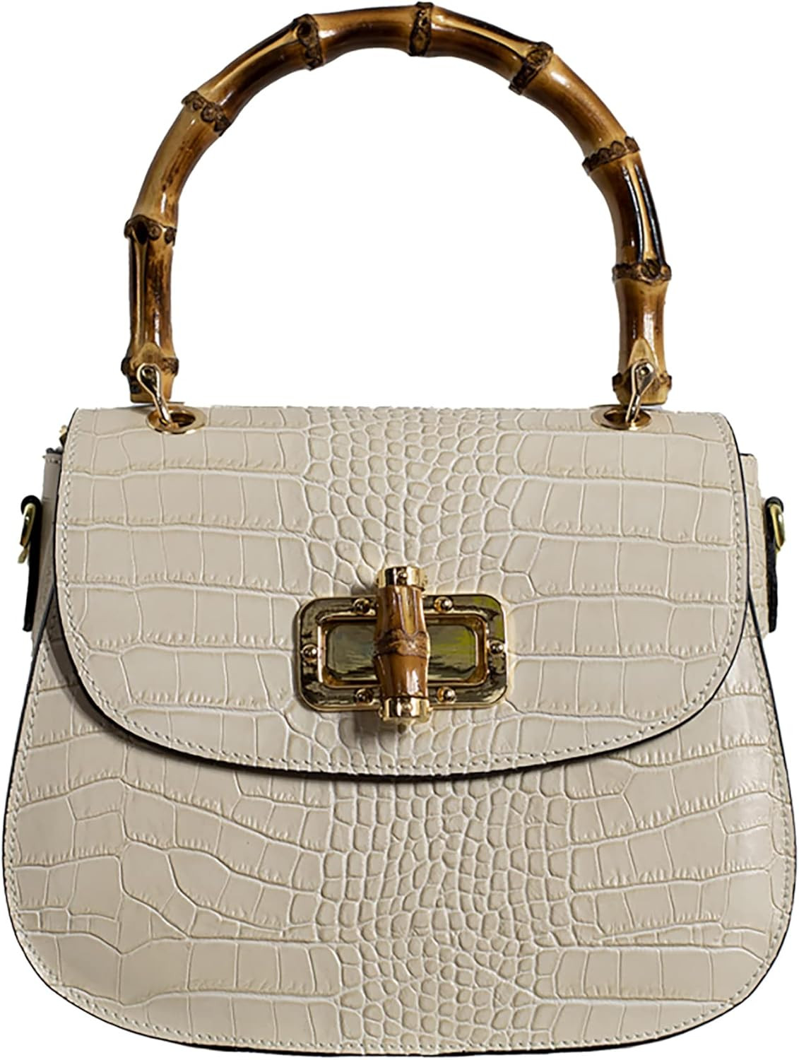 Women Handbag Leather Bamboo Top handle Crossbody bag Elegant Purse Evening bag Gift for Women Ha... | Amazon (US)