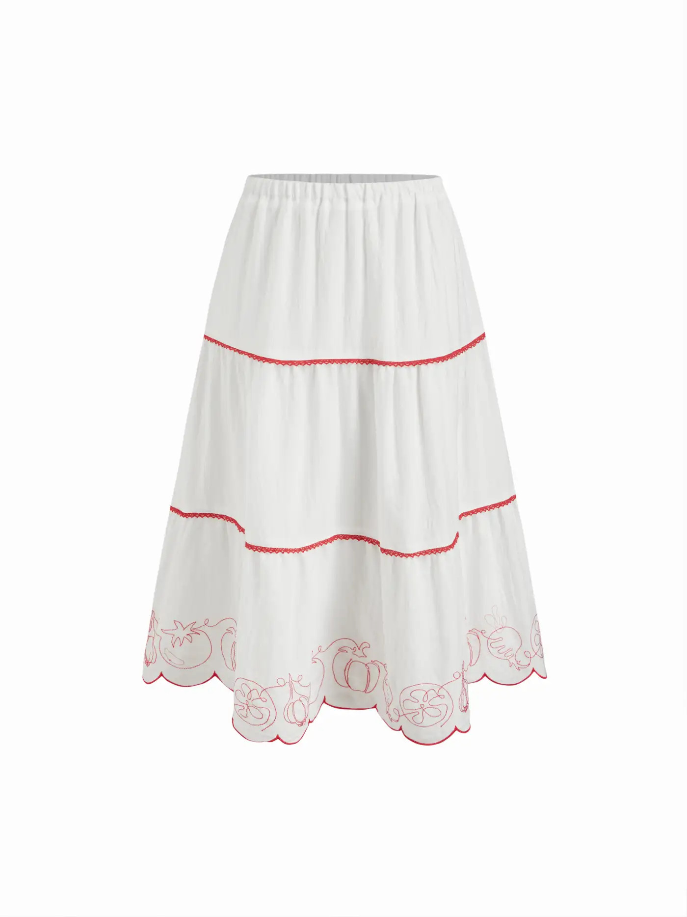 Linen-blend Mid Rise Drawstring A-line Midi Skirt $42.90 | Cider