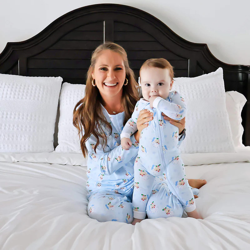 Vintage Santa Blue Zip Sleeper | Classic Whimsy