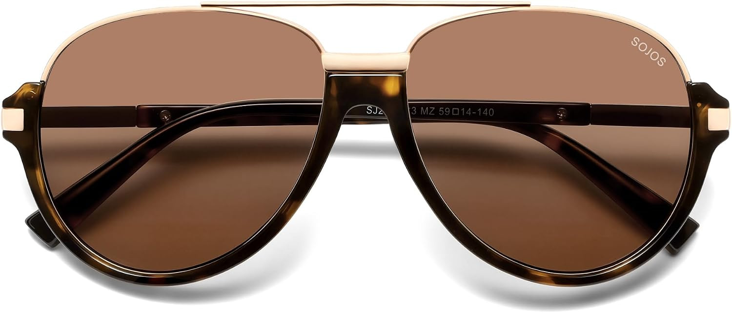 SOJOS Retro Oversized Polarized Aviator Sunglasses Women Men SJ2681 | Amazon (US)