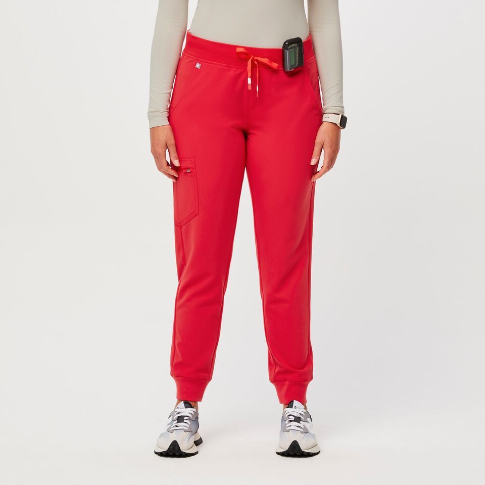 Women’s Zamora™ Jogger Scrub Pants 2.0 - Neon Red/Silver · FIGS | FIGS