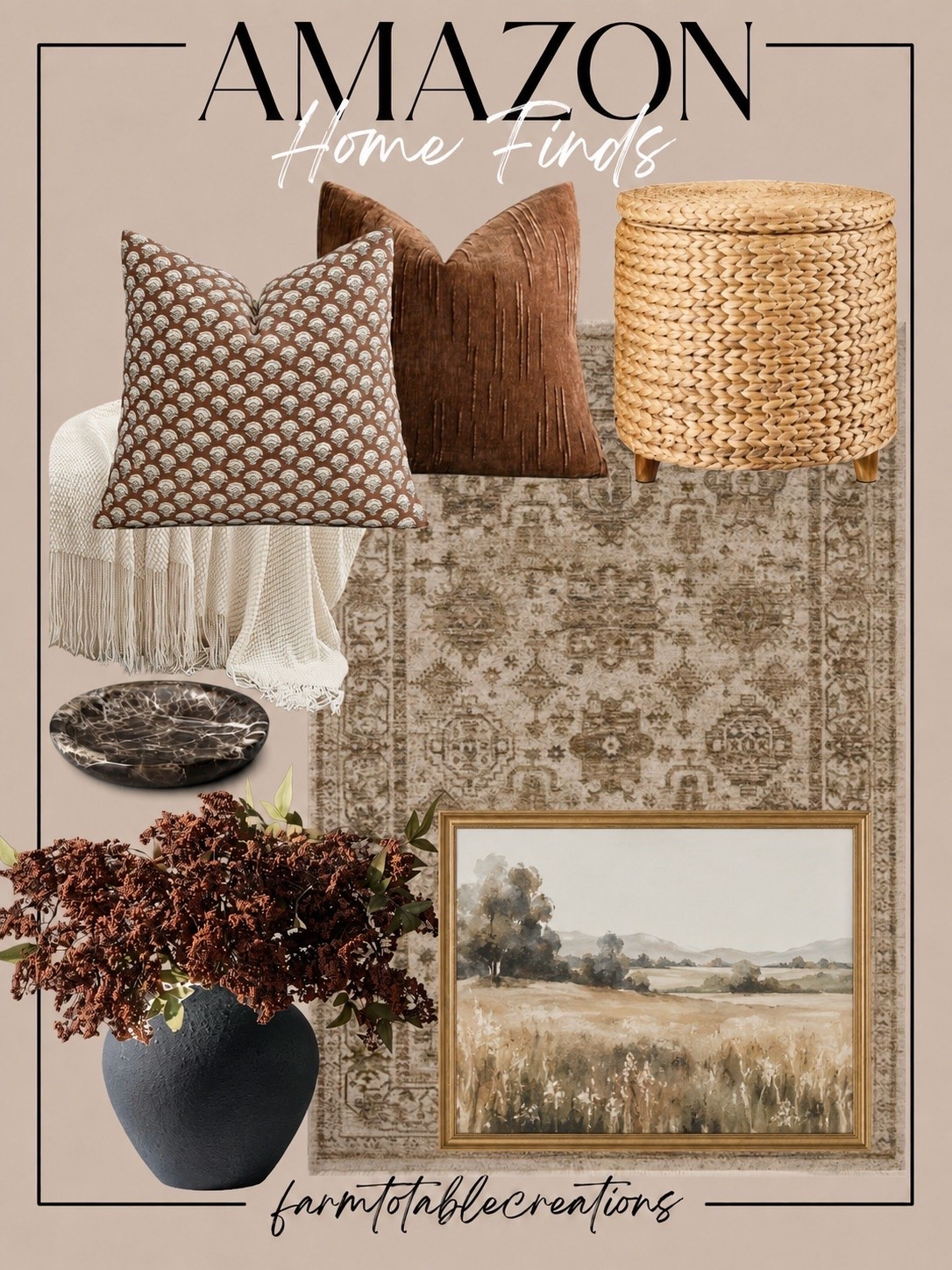 NEUTRAL AMAZON HOME FINDS 🤍

Follow @farmtotablecreations on Instagram for more home finds and styling inspiration.

These are the pieces that instantly make a space feel warm, layered, and collected. From rich textured pillows and a timeless vintage-inspired rug to cozy accents and beautiful decor, every find works together to create an elevated look you’ll love year-round.

#LTKHome #AmazonHome #HomeDecor #NeutralDecor #InteriorInspo #falldecor

#LTKSeasonal #LTKHome #LTKSaleAlert