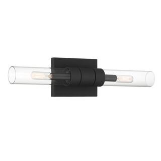 Rohe 4 in. 2-Light Black Sand Wall Sconce | The Home Depot