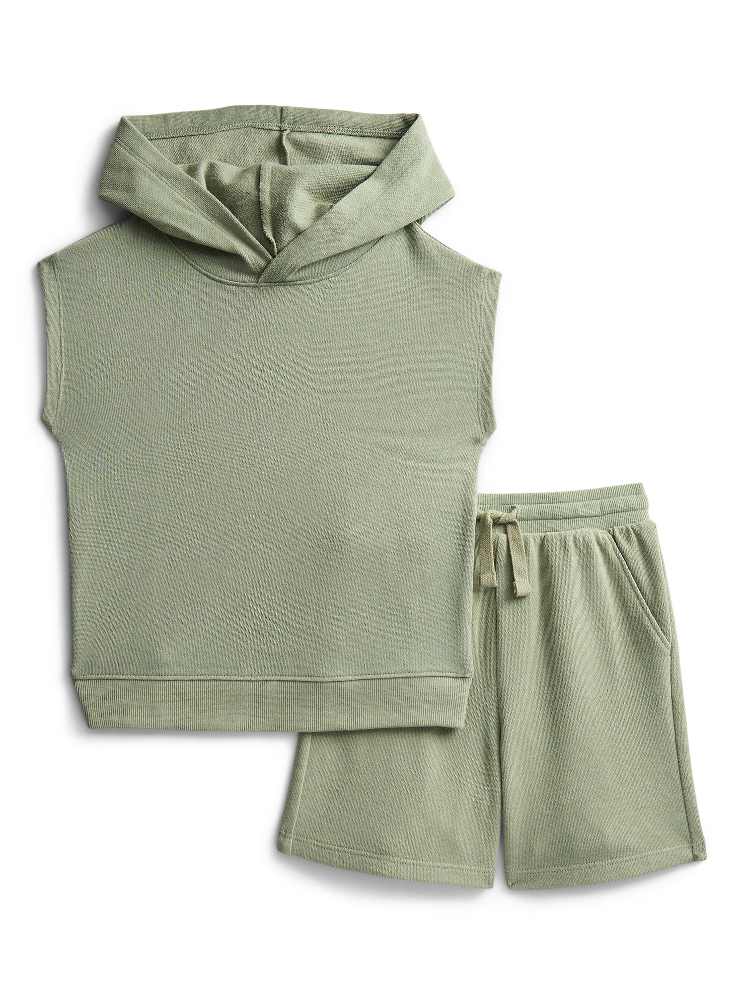 Wonder Nation Toddler Boys' French Terry Sleeveless Hoodie and Shorts Set, 2-Piece, Sizes 12M-5T ... | Walmart (US)
