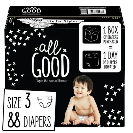 All Good Absorbent and Hypoallergenic Diapers, Size 3, 88 ct | Walmart Online Grocery