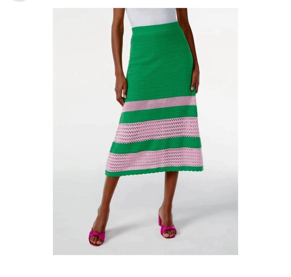 Scoop Green and Pink Crochet Style Long Midi Skirt Women’s Size Medium (8-10) | eBay US