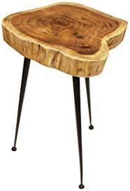 Mountain Woods Live Edge Stool/Side Table Made with Hand Selected Organic Brown Acacia Wood, 15”X15” | Amazon (US)