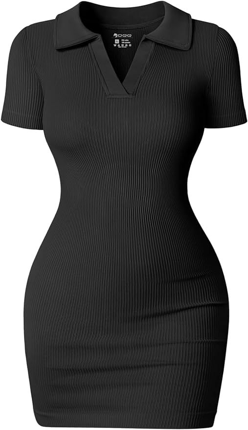OQQ Women's Mini Dresses Sexy Ribbed Short Sleeve Tummy Control Bodycon Mini Dress | Amazon (US)