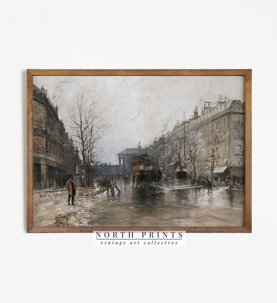 Vintage Paris Street Winter Scene  French Cityscape Wall | Etsy | Etsy (US)