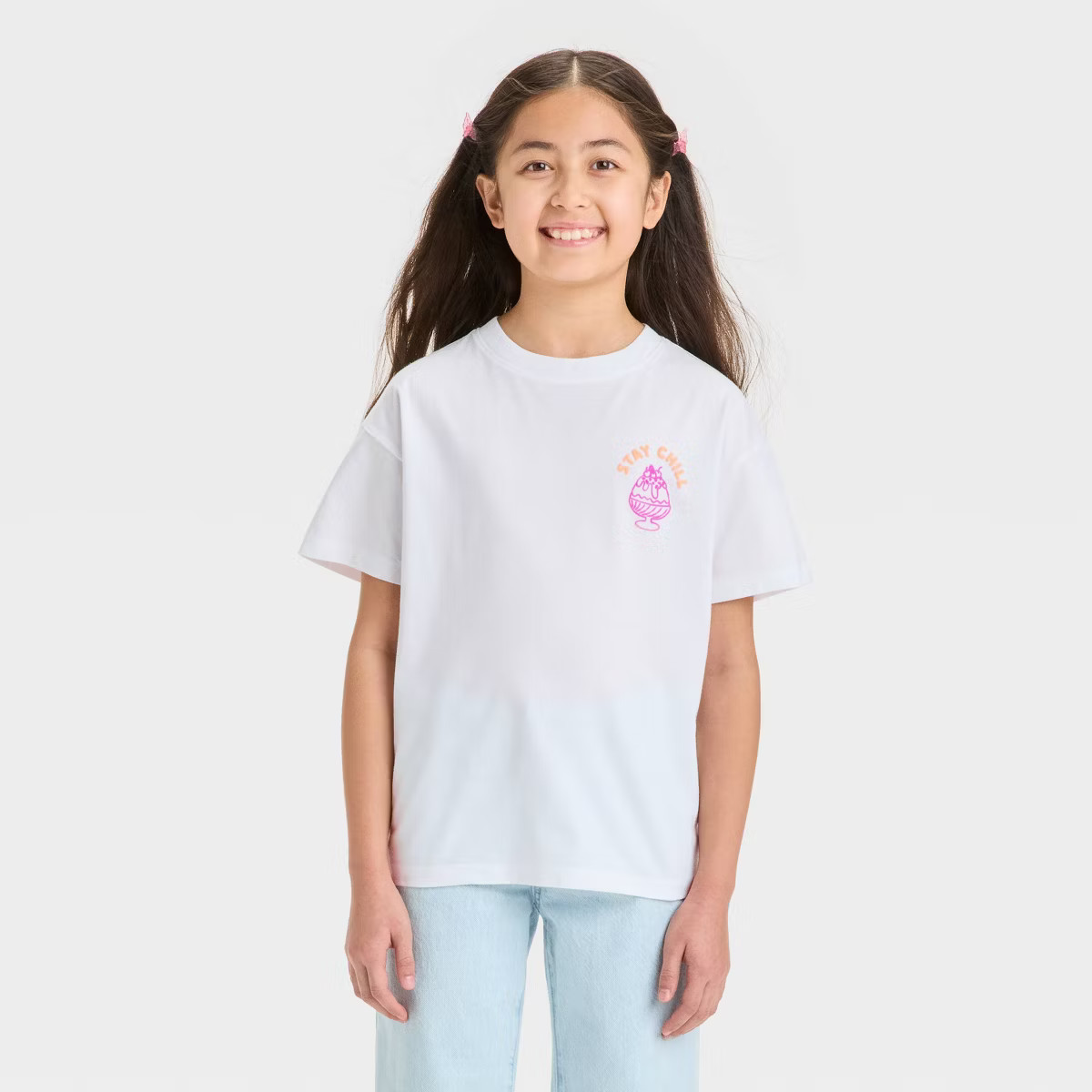 Girls' Short Sleeve Oversized Front-Back Graphic T-Shirt - Cat & Jack™ | Target