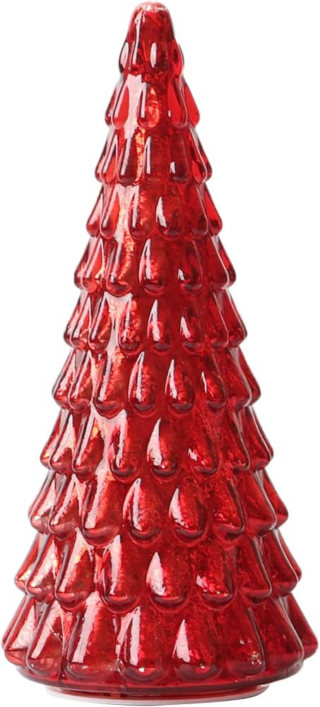 LED Glass Christmas Tree Centerpiece, Battery Operated Holiday Night Light, Festive Table Ornamen... | Amazon (US)