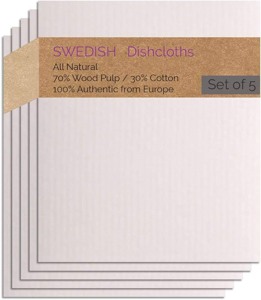 SWEDEdishcloths Swedish Dishcloth (Natural Color) Set of 5 Each Paper Towel Replacements ECO Frie... | Amazon (US)