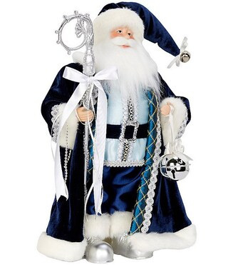 Southern Living Merry and Bright Collection Blue & Silver Santa with Staff Figurine | Dillard's | Dillard's