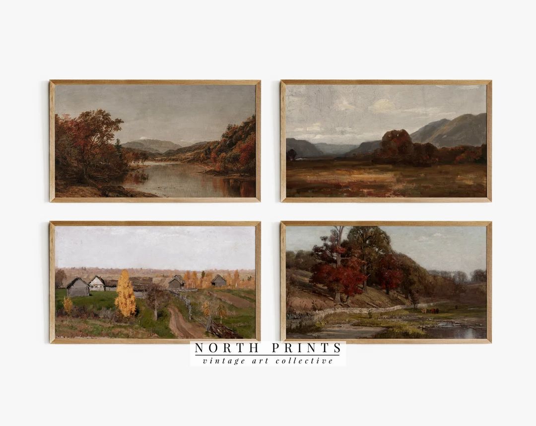 Vintage Autumn Samsung Frame TV Art SET | Fall Landscape Paintings DIGITAL Download #TVS10 | Etsy (US)