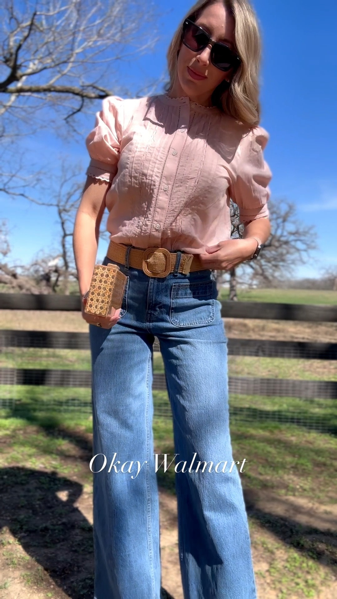 In love with this spring outfit from Walmart. Wearing my normal XS top, and I sized down to a 0 in jeans. anthro dupe, Tuckernuck dupe, spring transitional outfit, spring wedge, summer outfit, Easter outfit, wide legged jeans, classic spring style, southern woman style, Walmart jeans. Glassalwaysfull 


#LTKootd #LTKSeasonal #LTKmomlife