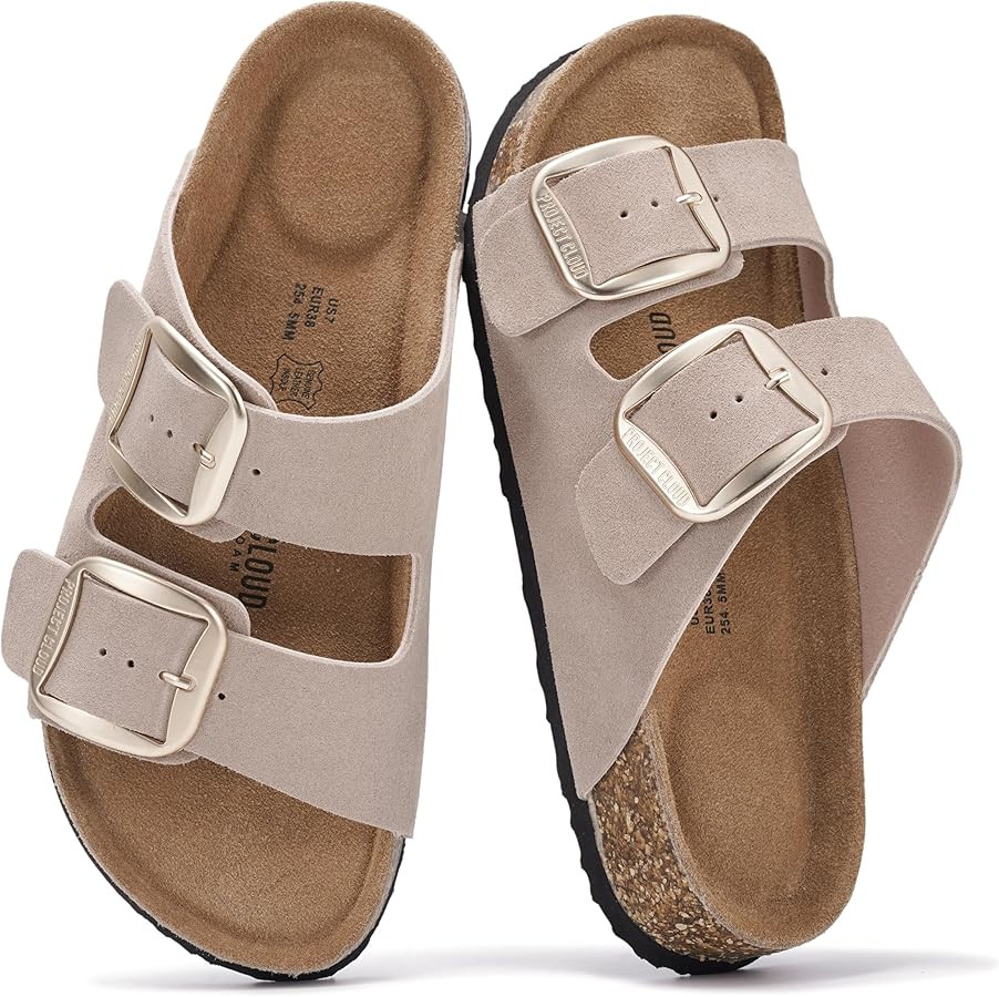 Project Cloud 100% Genuine Leather Flat Sandals for Women 2026 Comfortable Beach Essentials Women... | Amazon (US)