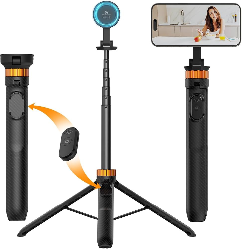 K&F Concept 63'' Magnetic Selfie Stick Tripod,Phone Tripod Compatiable for Magsafe with Detachabl... | Amazon (UK)