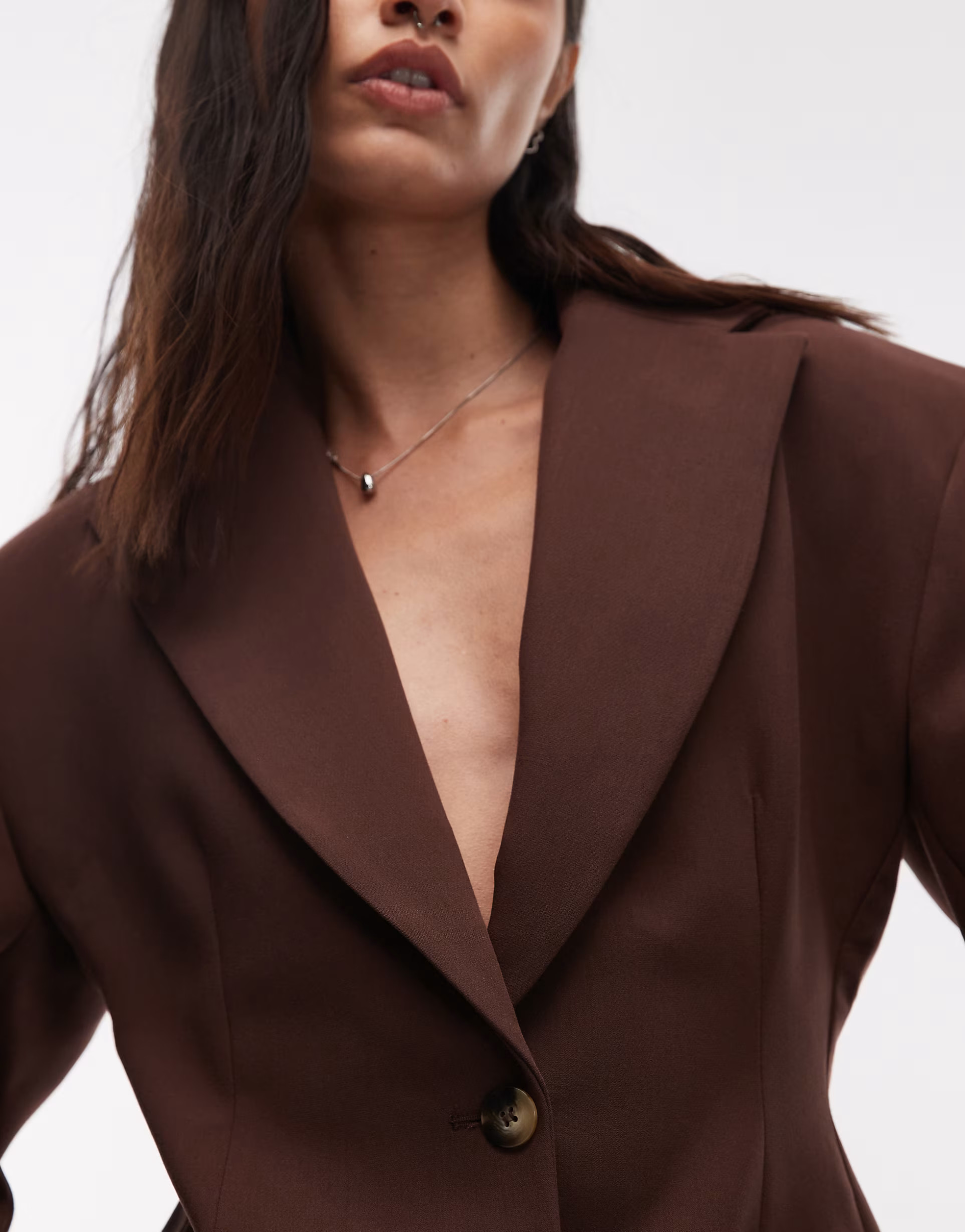 ASOS DESIGN sculpted cinch waist blazer in chocolate | ASOS (Global)