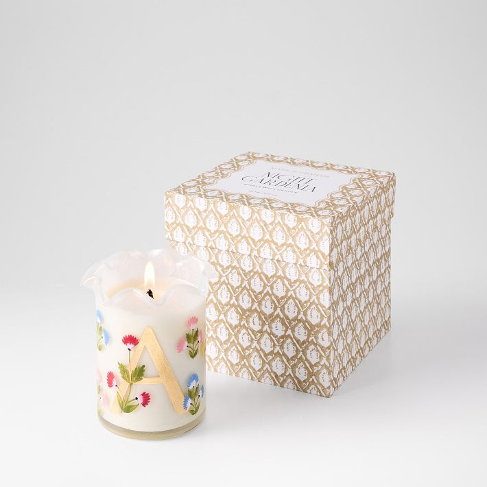 Initial Hand Painted Ruffle Candle | Mark and Graham