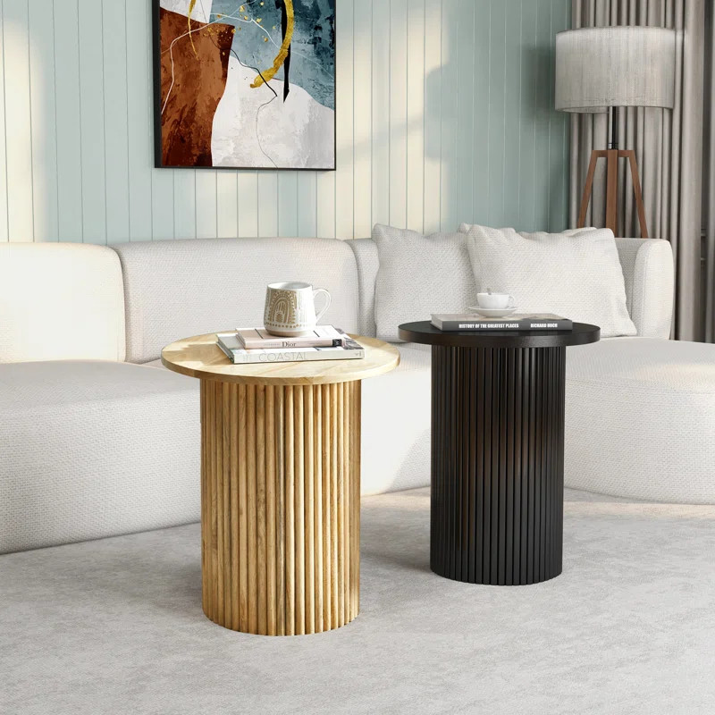 Serwon 22" Tall Pedestal Wood Round End Table | Wayfair North America