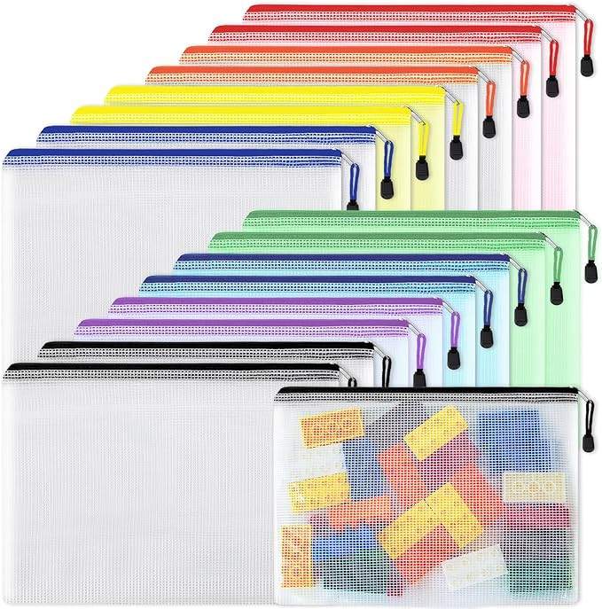 EOOUT 16pcs Mesh Zipper Pouch, Puzzles, Board Game Storage Bags for Organizing, Waterproof Zip Fi... | Amazon (US)