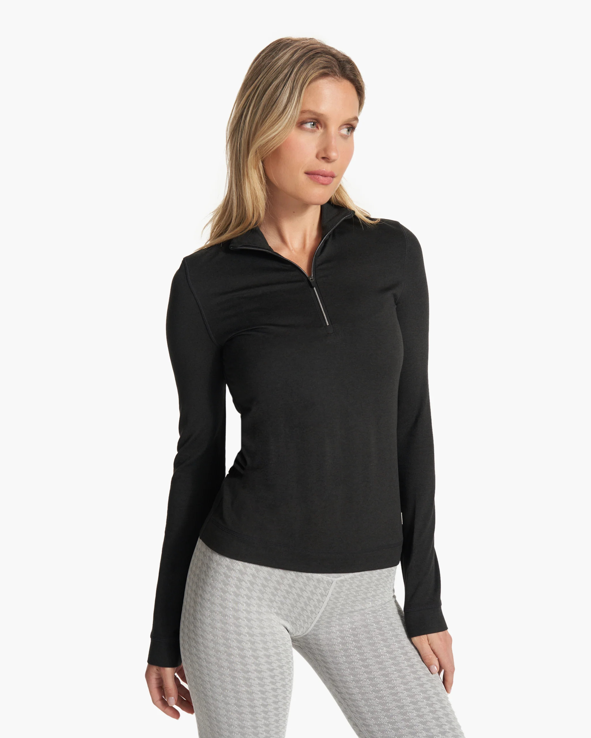 Halo Essential Half Zip | Women's Black Heather Pullover | Vuori | Vuori Clothing (US & Canada)